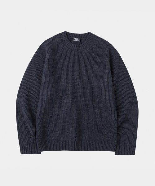 Heber ラッシュ ウールラウンドニットネイビー