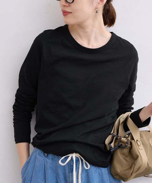 SLOBE IENA（スローブイエナ）の「シアー天竺クルーネックロンTEE（Tシャツ/カットソー・レディース・ブラック/ダークパープル/ホワイト/ベージュ・FREE）」の13枚目の写真