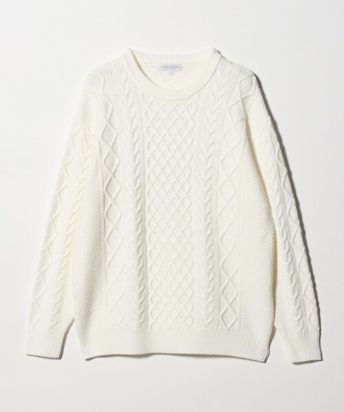 A DAY IN THE LIFE UNITED ARROWS(アデイインザライフユナイテッドアローズ)の「ミドルゲージ アラン ニット-ウォッシャブル-<A DAY IN THE LIFE>(ニット/セーター・メンズ・ネイビー/ホワイト・L/M)」の1枚目の写真