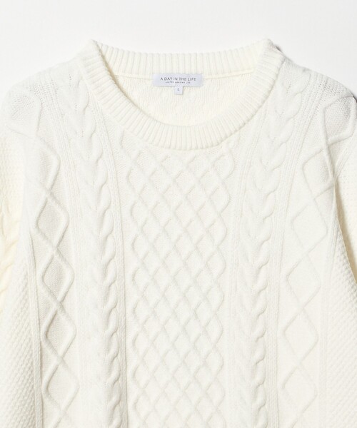 A DAY IN THE LIFE UNITED ARROWS(アデイインザライフユナイテッドアローズ)の「ミドルゲージ アラン ニット-ウォッシャブル-<A DAY IN THE LIFE>(ニット/セーター・メンズ・ネイビー/ホワイト・L/M)」の9枚目の写真