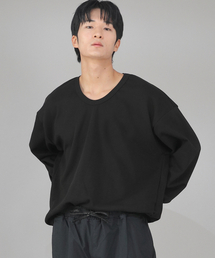 SAINTCREW（セントクルー）の「Loose-fit V-neck plain sweatshirt LVS-834 black（スウェット）」