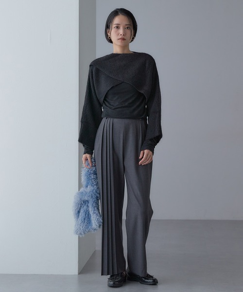 Callarus（カラルス）の「＜単品＞ストレッチアシンメトリープリーツデザインパンツ〔Callarus〕（その他パンツ・レディース・ブラック/グレー・S/M/L/LL/3L）」の20枚目の写真