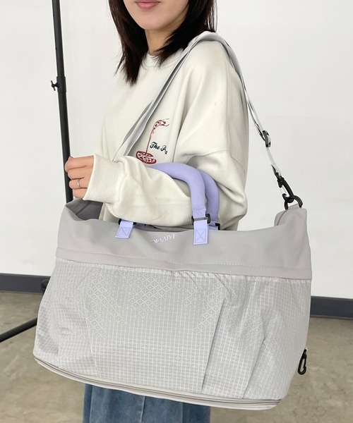 CRB(シーアールビー)の「チェック柄配色トラベルトートバッグ(スーツケース/キャリーバッグ・レディース・グレー/ブルー/ブラック/オレンジ・F)」の2枚目の写真