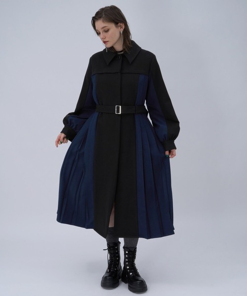 HARE(ハレ)の「ハイショクサイドプリーツコート(HARE)(ステンカラーコート・レディース・ホワイト/ブラック・FREE)」の8枚目の写真