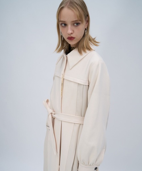 HARE(ハレ)の「ハイショクサイドプリーツコート(HARE)(ステンカラーコート・レディース・ホワイト/ブラック・FREE)」の10枚目の写真