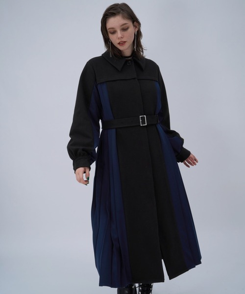 HARE(ハレ)の「ハイショクサイドプリーツコート(HARE)(ステンカラーコート・レディース・ホワイト/ブラック・FREE)」の14枚目の写真