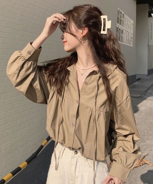 SallyLunn(サリーラン)の「フリルネックブラウス(シャツ/ブラウス・レディース・ホワイト/ベージュ・MEDIUM/LARGE)」の8枚目の写真