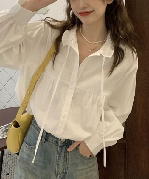 SallyLunn(サリーラン)の「フリルネックブラウス(シャツ/ブラウス・レディース・ホワイト/ベージュ・MEDIUM/LARGE)」の12枚目の写真