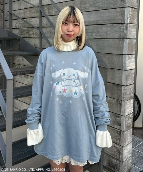 Candy Stripper（キャンディストリッパー）の「【CINNAMOROLL】KIRA KIRA 8BIT L/S Tシャツ（Tシャツ/カットソー・レディース・ブルー系その他2/オフホワイト・FREE）」の2枚目の写真