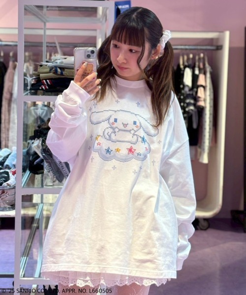 Candy Stripper（キャンディストリッパー）の「【CINNAMOROLL】KIRA KIRA 8BIT L/S Tシャツ（Tシャツ/カットソー・レディース・ブルー系その他2/オフホワイト・FREE）」の12枚目の写真
