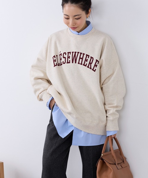 MICA&DEAL（マイカ＆ディール）の「"ELESEWHERE"ロゴ裏起毛スウェット（スウェット・レディース・グリーン/ネイビー/オートミール/グレー・FREE）」の3枚目の写真