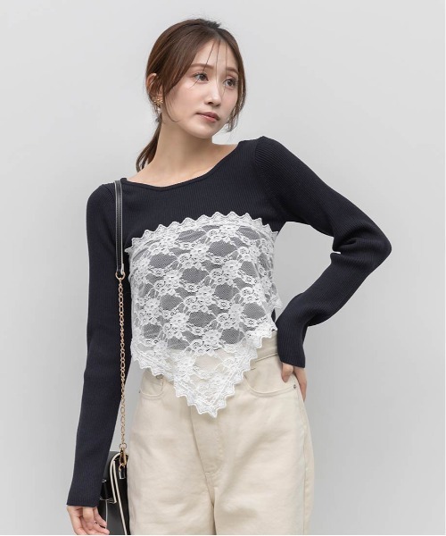 RANDA（ランダ）の「ラウンドネックリブニット（ニット/セーター・レディース・アイボリー・FREE）」の4枚目の写真