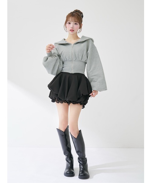 カラーラメスウェットコルセットパーカー（パーカー）｜Darich