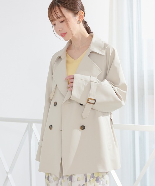 非フッ素撥水加工】ハーフ丈トレンチコート（トレンチコート