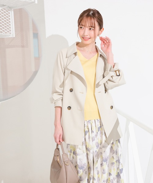 GLACIER lusso(グラシアルッソ)の「【非フッ素撥水加工】ハーフ丈トレンチコート(トレンチコート・レディース・アイボリー/ライトベージュ/ダークネイビー・L/LL/M/S)」の13枚目の写真