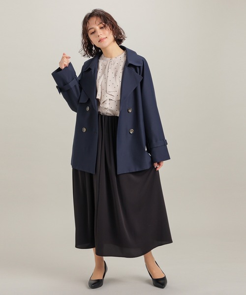 GLACIER lusso(グラシアルッソ)の「【非フッ素撥水加工】ハーフ丈トレンチコート(トレンチコート・レディース・アイボリー/ライトベージュ/ダークネイビー・L/LL/M/S)」の14枚目の写真