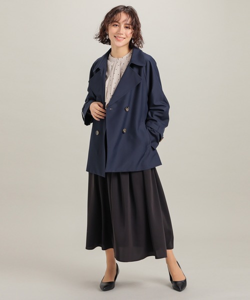 GLACIER lusso(グラシアルッソ)の「【非フッ素撥水加工】ハーフ丈トレンチコート(トレンチコート・レディース・アイボリー/ライトベージュ/ダークネイビー・L/LL/M/S)」の16枚目の写真
