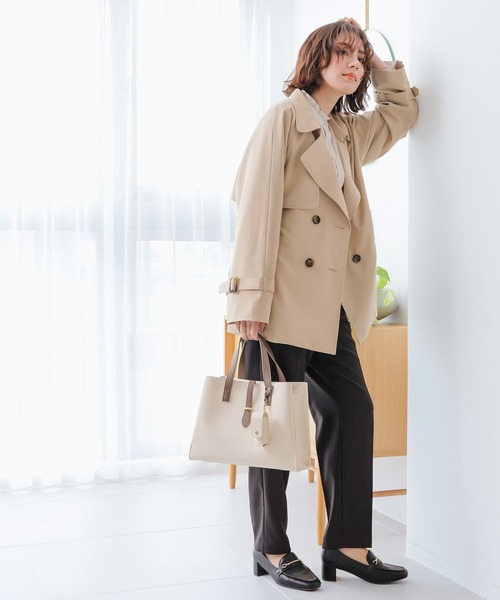 GLACIER lusso(グラシアルッソ)の「【非フッ素撥水加工】ハーフ丈トレンチコート(トレンチコート・レディース・アイボリー/ライトベージュ/ダークネイビー・L/LL/M/S)」の20枚目の写真