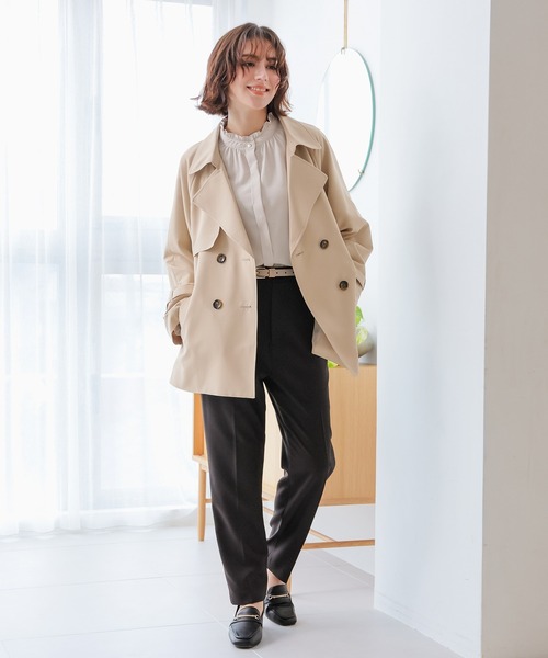 GLACIER lusso(グラシアルッソ)の「【非フッ素撥水加工】ハーフ丈トレンチコート(トレンチコート・レディース・アイボリー/ライトベージュ/ダークネイビー・L/LL/M/S)」の22枚目の写真