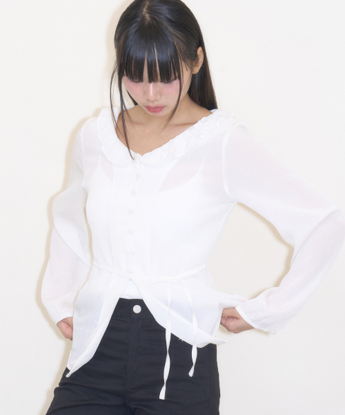 ILLIGO(イリゴ)の「レースフリルブラウス ホワイト(シャツ/ブラウス・レディース・その他・S/M)」の3枚目の写真
