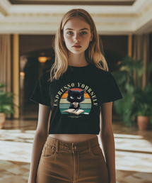 OHPxGOODD スタディニャン レディース クロップ 半袖Tシャツ