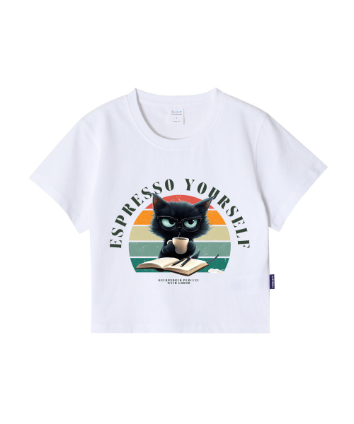 ONEHUNDREDPERCENT FOR WOMAN(ワンハンドレッドパーセントフォーウーマン)の「OHPxGOODD スタディニャン レディース クロップ 半袖Tシャツ(Tシャツ/カットソー・レディース・その他・M/S)」の2枚目の写真