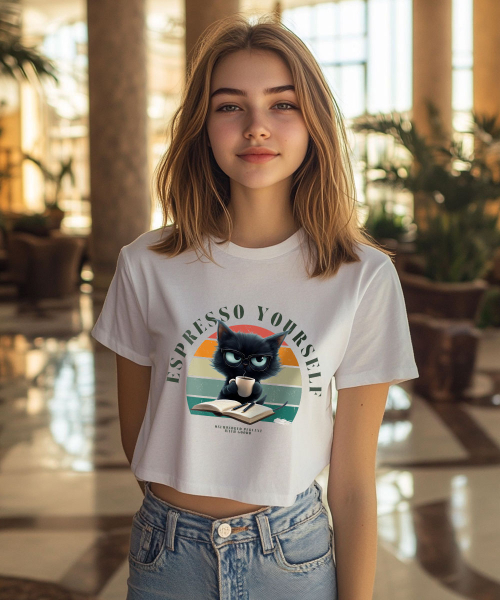 ONEHUNDREDPERCENT FOR WOMAN(ワンハンドレッドパーセントフォーウーマン)の「OHPxGOODD スタディニャン レディース クロップ 半袖Tシャツ(Tシャツ/カットソー・レディース・その他・M/S)」の4枚目の写真