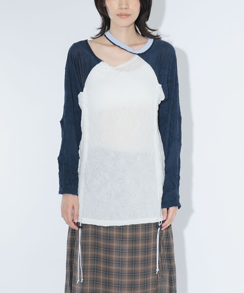 maturely(マチュアリー)の「ワッシャー ラグラン アレンジ ロングスリーブ(Tシャツ/カットソー・レディース・ライトグレー/オフホワイト・ONE SIZE)」の10枚目の写真