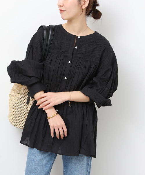 JOURNAL STANDARD relume（ジャーナルスタンダード　レリューム）の「［26SS新作］コットンボイルクリンクルピンタックブラウス（シャツ/ブラウス・レディース・ホワイト/ブラック/イエロー系その他・FREE）」の3枚目の写真