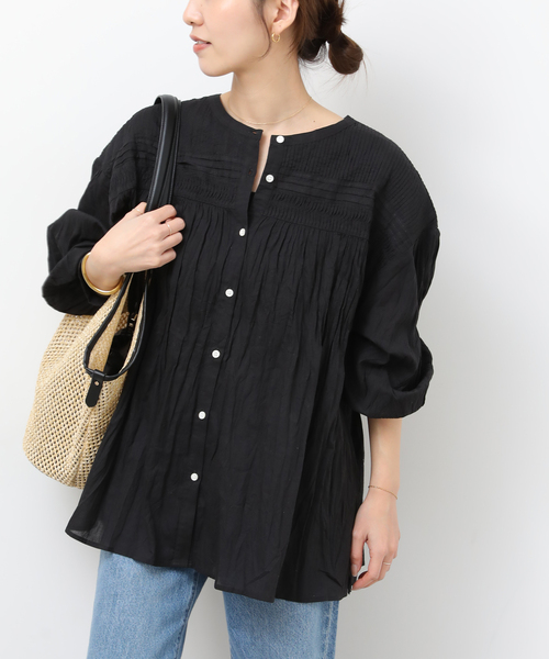 JOURNAL STANDARD relume（ジャーナルスタンダード　レリューム）の「［26SS新作］コットンボイルクリンクルピンタックブラウス（シャツ/ブラウス・レディース・ホワイト/ブラック/イエロー系その他・FREE）」の6枚目の写真