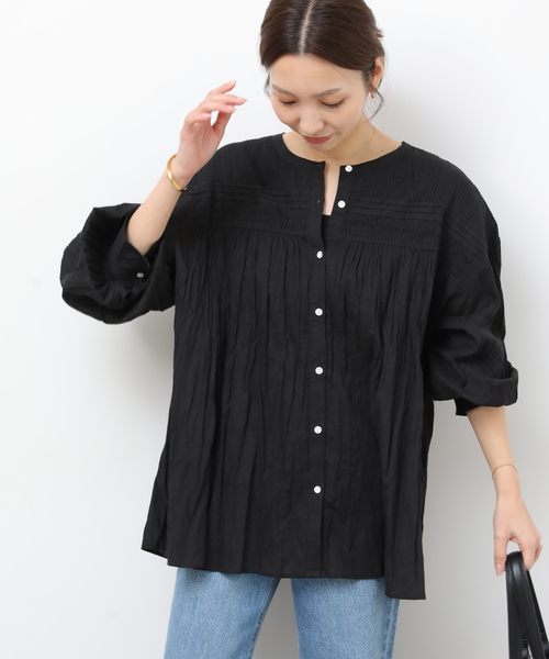 JOURNAL STANDARD relume（ジャーナルスタンダード　レリューム）の「［26SS新作］コットンボイルクリンクルピンタックブラウス（シャツ/ブラウス・レディース・ホワイト/ブラック/イエロー系その他・FREE）」の7枚目の写真