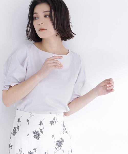 NATURAL BEAUTY BASIC(ナチュラルビューティーベーシック)の「<接触冷感>◇ベーシックTシャツ フォルムスリーブ(Tシャツ/カットソー・レディース・ブラック/オフホワイト/グレー・FREE)」の22枚目の写真