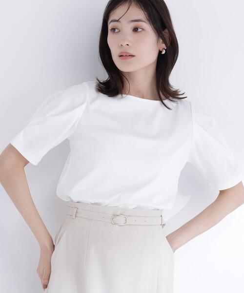 NATURAL BEAUTY BASIC(ナチュラルビューティーベーシック)の「<接触冷感>◇ベーシックTシャツ フォルムスリーブ(Tシャツ/カットソー・レディース・ブラック/オフホワイト/グレー・FREE)」の10枚目の写真