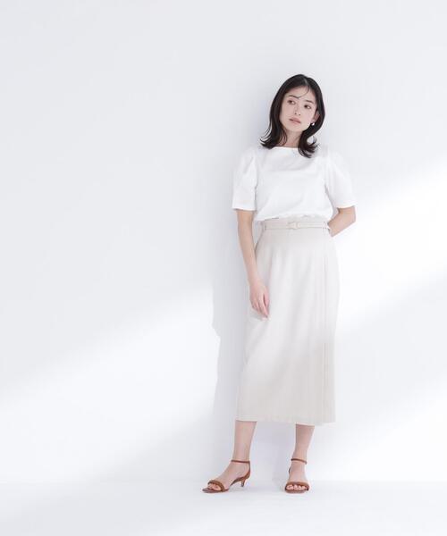 NATURAL BEAUTY BASIC(ナチュラルビューティーベーシック)の「<接触冷感>◇ベーシックTシャツ フォルムスリーブ(Tシャツ/カットソー・レディース・ブラック/オフホワイト/グレー・FREE)」の7枚目の写真