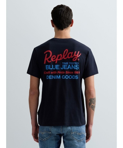 REPLAY(リプレイ)の「ベーシックジャージーヘリテイジプリント Tシャツ(Tシャツ/カットソー・メンズ・ダークネイビー/ホワイト・X-LARGE/LARGE/MEDIUM/SMALL)」の1枚目の写真