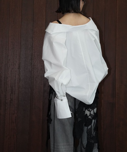 chuclla(チュクラ)の「ドレープカシュクールシャツ chw26s077(シャツ/ブラウス・レディース・ホワイト/ブラック・FREE)」の7枚目の写真