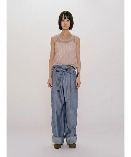 MIDIUMISOLID(ミディウミソリッド)の「MIDIUMISOLID for Ladies シアーデニムイージーパンツ(BLEACH)(その他パンツ・レディース・ライトブルー・FREE)」の1枚目の写真