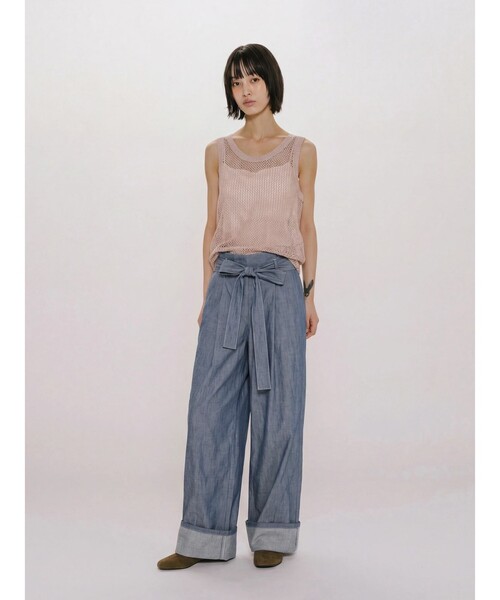 MIDIUMISOLID(ミディウミソリッド)の「MIDIUMISOLID for Ladies シアーデニムイージーパンツ(BLEACH)(その他パンツ・レディース・ライトブルー・FREE)」の4枚目の写真