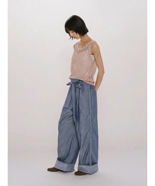 MIDIUMISOLID(ミディウミソリッド)の「MIDIUMISOLID for Ladies シアーデニムイージーパンツ(BLEACH)(その他パンツ・レディース・ライトブルー・FREE)」の5枚目の写真