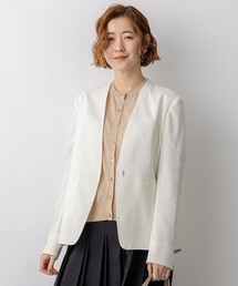 23区｜ニジュウサンクのノーカラージャケット（ホワイト/白色系）通販