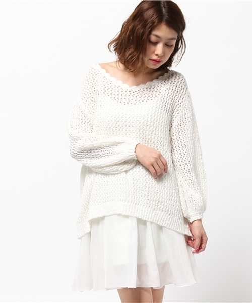 Snidel スナイデル の クロシェニットコンビワンピース ワンピース Wear