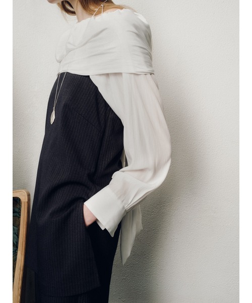 MIESROHE（ミースロエ）の「【洗える】ベアオールインワン（つなぎ/オールインワン・レディース・ホワイト/ダークネイビー/ストライプ・0/1）」の9枚目の写真