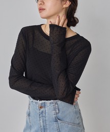 hunch（ハンチ）の「パワーネット フロッキードット シアートップス（Tシャツ/カットソー）」