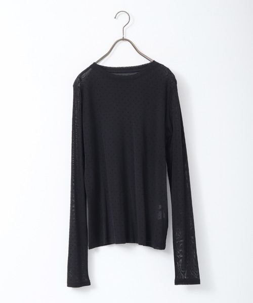 hunch（ハンチ）の「パワーネット フロッキードット シアートップス（Tシャツ/カットソー・レディース・チャコール/オフホワイト/ブラック/ネイビー・FREE）」の15枚目の写真