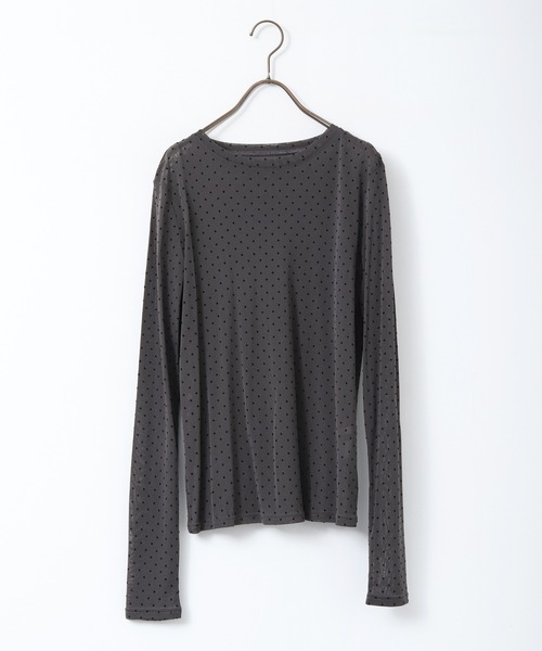 hunch（ハンチ）の「パワーネット フロッキードット シアートップス（Tシャツ/カットソー・レディース・チャコール/オフホワイト/ブラック/ネイビー・FREE）」の16枚目の写真