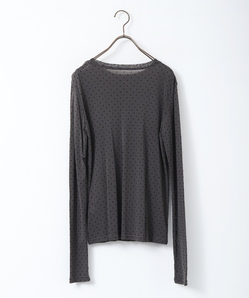 hunch（ハンチ）の「パワーネット フロッキードット シアートップス（Tシャツ/カットソー・レディース・チャコール/オフホワイト/ブラック/ネイビー・FREE）」の19枚目の写真
