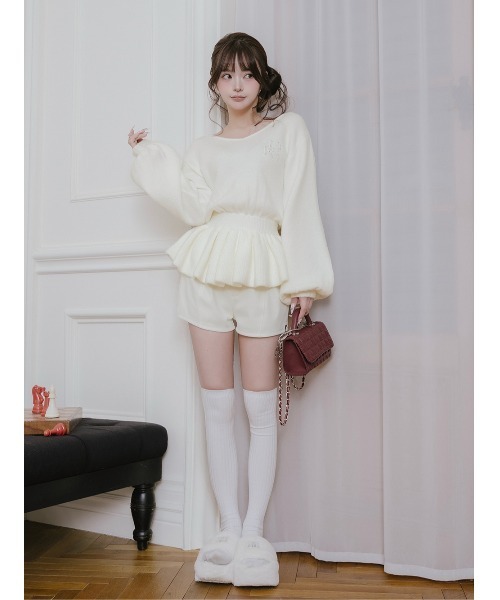 ぺプラムVネックニットトップス（ニット/セーター）｜Darich