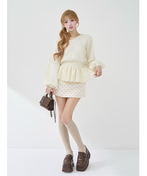 ぺプラムVネックニットトップス（ニット/セーター）｜Darich