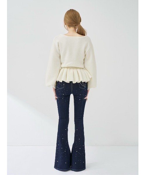 ぺプラムVネックニットトップス（ニット/セーター）｜Darich