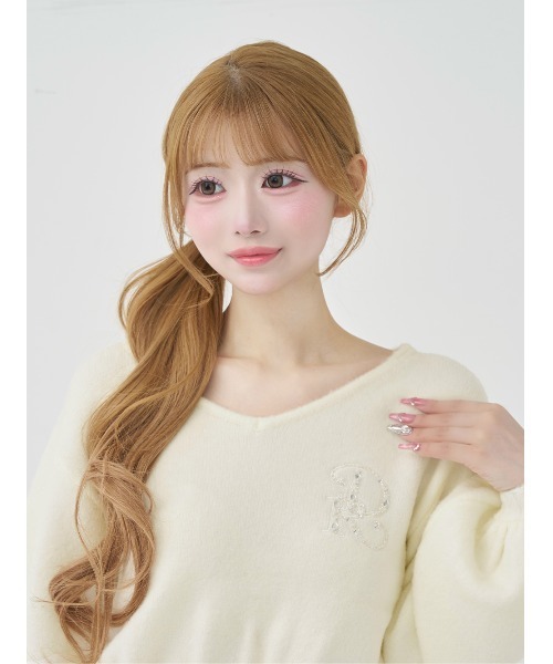 ぺプラムVネックニットトップス（ニット/セーター）｜Darich